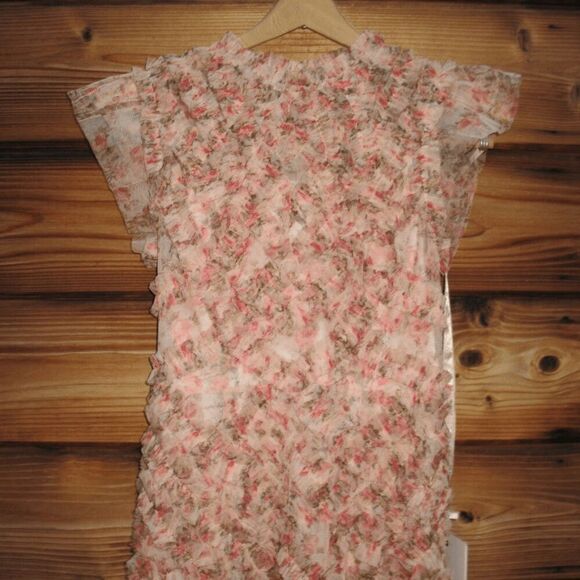 NWT MAC DUGGAL 8060 Ruffle Tiered Short Sleeve A Line Dress Beige 2 - Picture 7 of 14